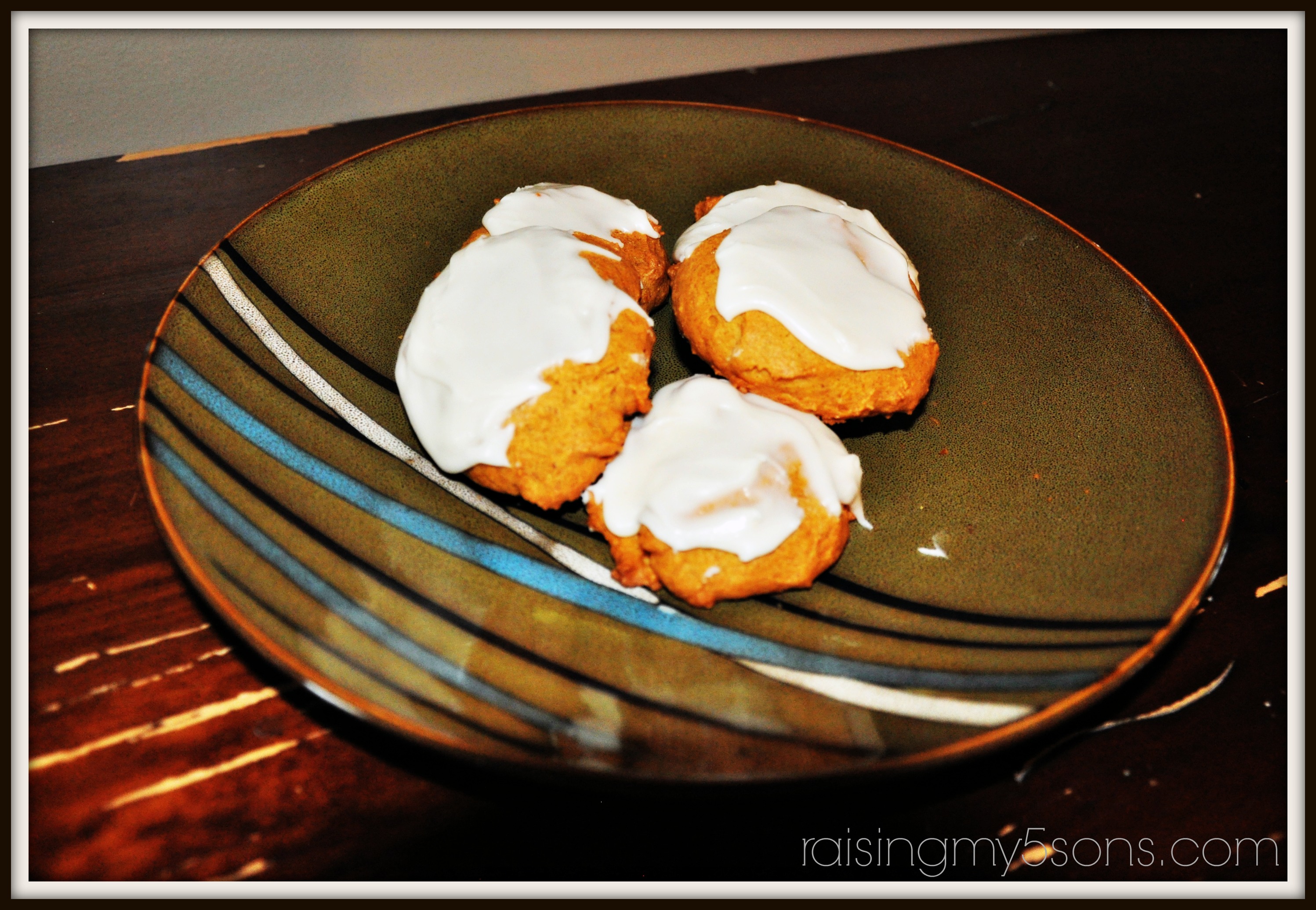 Pumpkin Cookies Topped With Icing