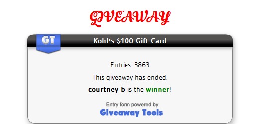 Kohl’s $100 Gift Card Winner Announcement!