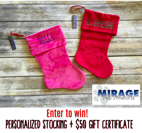 Mirage Pet Products Personalized Stocking + $50 GC Giveaway |ad| #Holiday2017